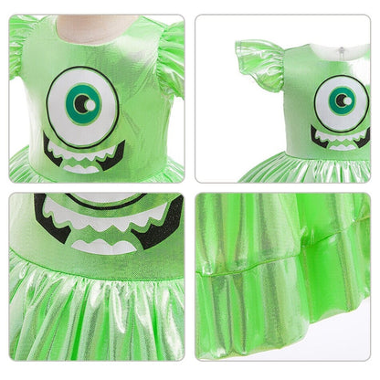Vestido de fiesta infantil con ojos de monstruo