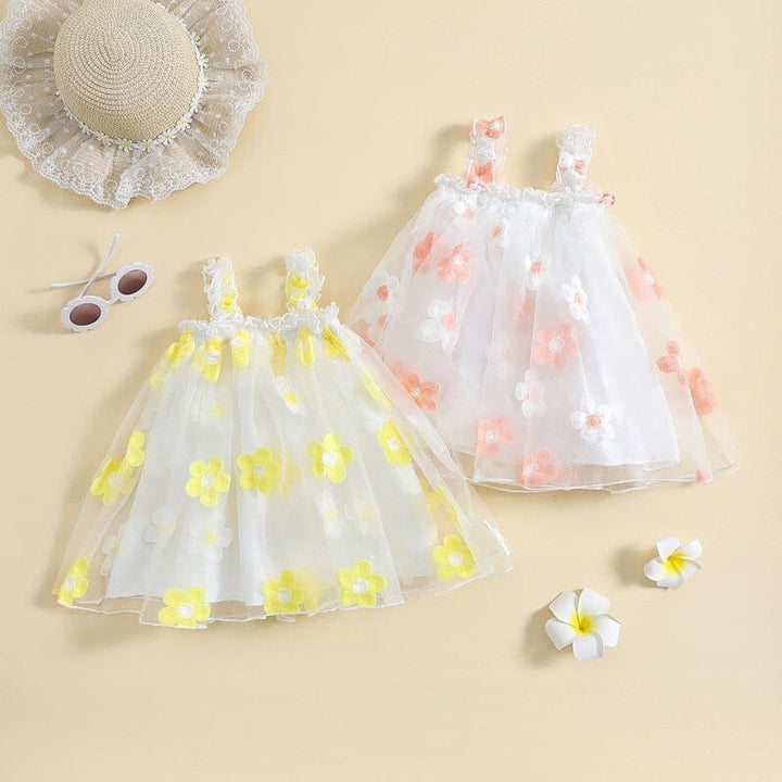 Vestido Infantil Flores y Tul