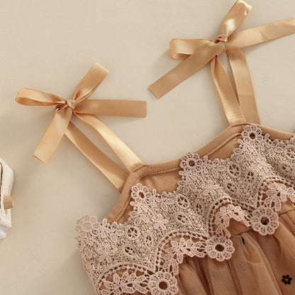 Vestido Infantil Encaje y Flores