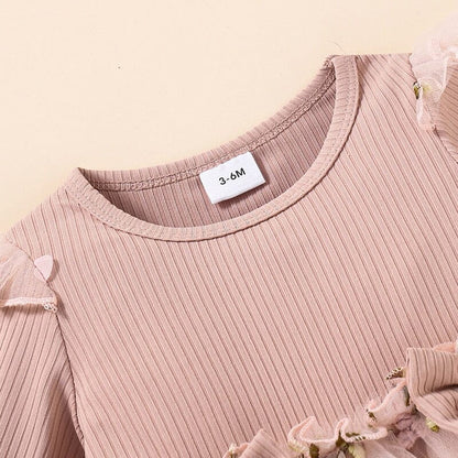 Vestido Infantil Tul Flores y Hojas
