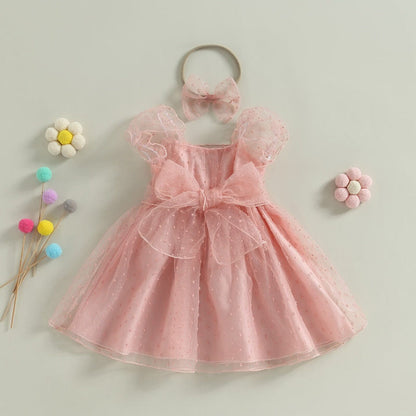 Vestido Infantil Tul Lazo + Fajín
