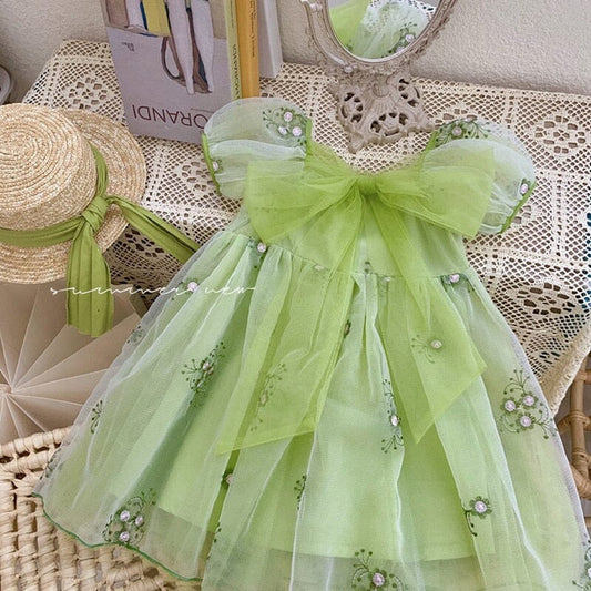 Vestido Infantil Tul Verde